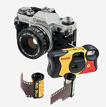 Filminkehitys kinofilmistä ja kertakäyttökameroista.