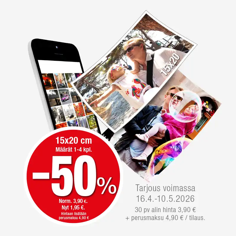 Kuvatarjous 15x20 kuvat -50%.
