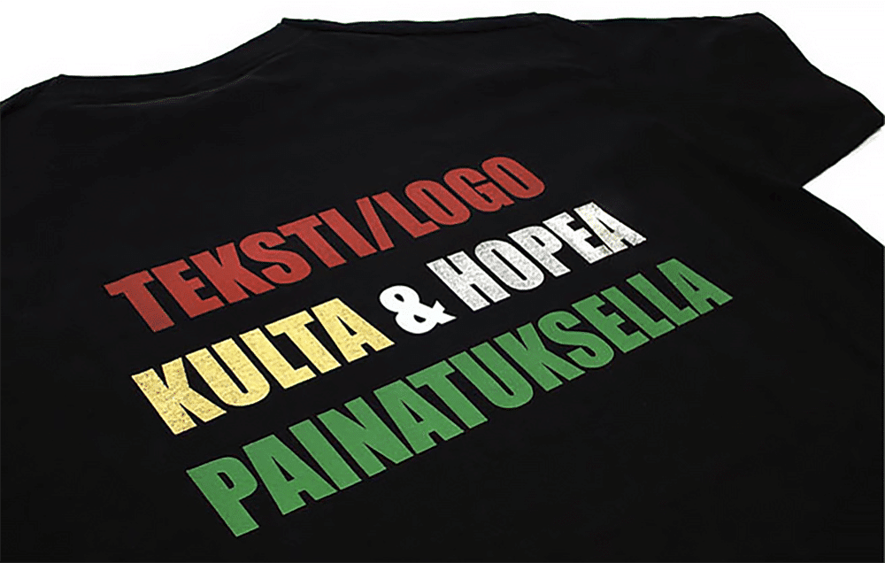 T-paita omalla tekstillä Tunnin kuvalta.