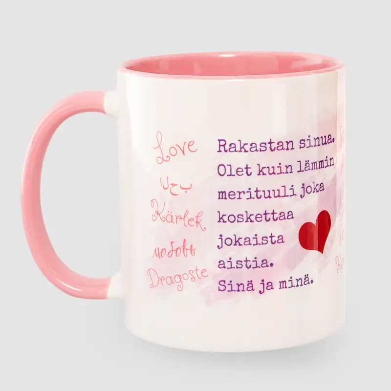 Ystävänpäivälahjaksi kuvamuki.