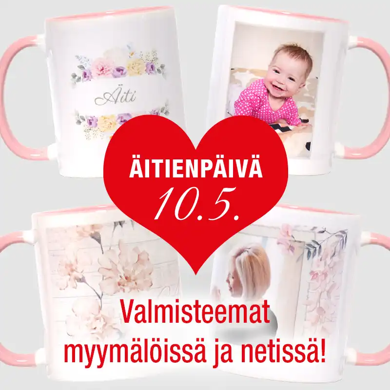 Kuvamukit äitienpäiväksi valmisteemoin.