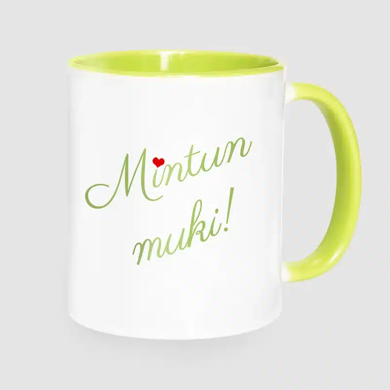 Vaaleanvihreä kuvamuki. Erota oma kahvimukisi!