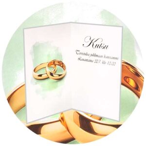 Kiitoskortit, hääkortit, YO-kortit.